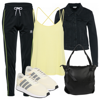 Kurz Outfit mit Schwarz/Dunkelblau Mantel/Cordjacke/Kurzjacke/Jeansjacke/Shirtjacke/Kurze Jeansjacke/Sommerjacke/Bluse Große Größe Noisy may "Yellow"