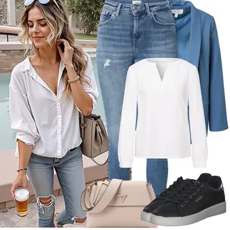Outfit sa SvjetloPlava/Plava Hlače rupa hlača/Traper Tajice/Jeggings Only "Proljetni Outfit"