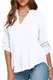 YMING Damen Chiffon Tops Chiffon Oberteil Casual Halber Ärmel Shirt V-Ausschinitt Blusen Weiß M