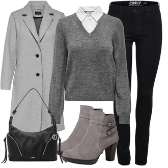 Outfit sa Siva/Svjetlosiva Pleteni Kaput/Zimski Kaput Vuneni kaput/Pleteni Flis Kaput/Usko Krojena Kaputa/Kaput od Kašmira/Kaput od Vunenog Flisa/Midi Kaput/Sako Kaput/Lagani Kaput Only "Jesenski outfiti"