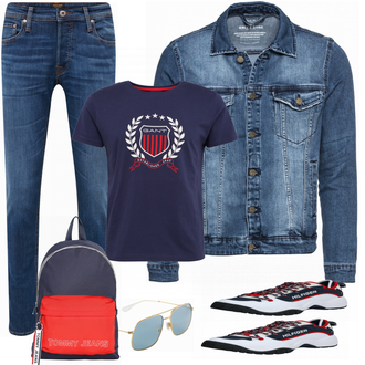 Outfit mit Blau Jeans Jack & Jones "Leichtes Outfit"