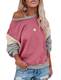 SEBOWEL Damen Langarm Pullover Sweatshirt Rundhals Langarmshirt Casual Lose Herbst Winter Pullover Rose M