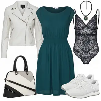 Outfit mit Türkis/Dunkelgrün/Grün Kleid Große Größe/A-Linien Kleid/Kleid mit Tasche/Neckholder Kleid/Jerseykleid/Plissee Kleid/Standesamt Kleid/Etuikleid/Ärmelloses Kleid/Einfarbig Kleid/Trägerloses Kleid About You "About You Kleid"