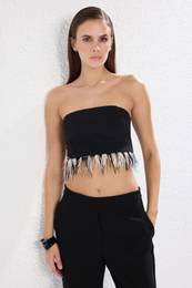 Black Strapless Otris Woven Stylish Bustier