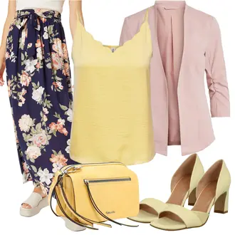 High Heels Outfit mit Beige/Weiß/Khaki Peeptoe/Peeptoe/Sandalen Mit Blockabsatz/Bequemer Pump/Sandalen Mit Absatz/Vintage Pumpe/Sandalette/Eleganter Schuh Bata "Florales Alltagsoutfit"