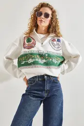Women's Printed Three Thread Oversize Sweatshirt