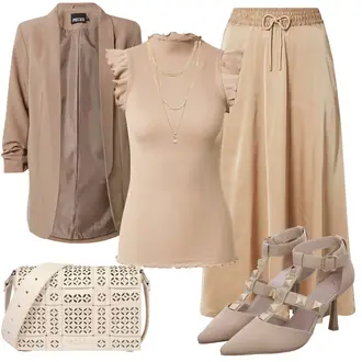 Satin Outfit mit Beige/Braun/Khaki Short Große Größe/Kleid Große Größe/Hose Große Größe/Langer Rock/MaxiRock/Mittelalter Rock/Standesamt Rock/Rock Zum Binden/Vintage MaxiRock Urban Classics "Business Look für Damen"