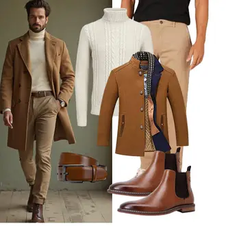 Laufen Winter Outfit mit Braun/Beige PRIJOUHE "Business Outfit"Look: Arbeits, Apres ski, Jagd, Reiten, Segeln, Laufen
