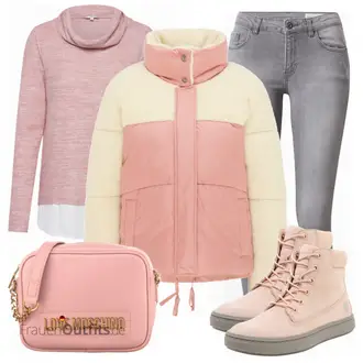 Outfit mit Rosa Stiefel Timberland "Elegantes Winter Outfit"