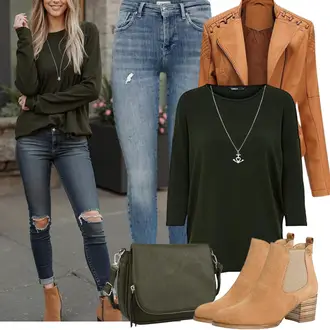 Kurz Outfit mit Beige/Braun/Orange Sommerjacke/Jacke mit Seitlichem Reißverschluss/Vintage Lederjacke/Ajourstrickjacke/Bikerjacke/KunstLederjacke YYNUDA "Perfekt für die Freizeit"