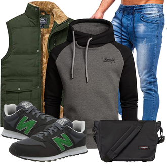 Outfit mit Dunkelgrün Reitweste/Trachtenweste/Reiseweste/Puffer Weste/Steppweste/Jagdweste/Wendeweste MAGCOMSEN "Freizeit Outfit"