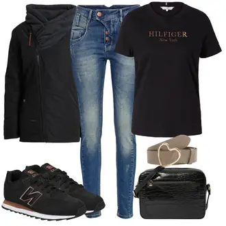 Outfit s Modrá/Bílá Kožené Boty/Push up Džín/Džíny s Nízkým Sedem/Slim Fit Džíny/Kožená Pánská Bund/Džín s Nízkým Pasem Gang "Stylový outfit na jaro"