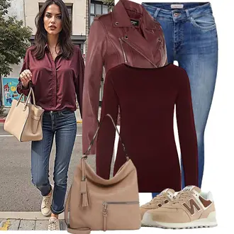 Outfit mit Beige/Braun/Khaki Winter Sneaker/Sommer Sneaker/Leder Sneaker/Sneaker Low/Vintage Sneaker New Balance "Freizeit Outfit für den Frühling"