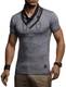 LEIF NELSON Herren Sommer T-Shirt Schalkragen Slim Fit Baumwolle-Anteil   Modernes Männer Kurzarmshirt V-Neck Hoodie-Sweatshirt Kurzarm lang   Weißes Jungen Shirt Longsleeve   LN4860