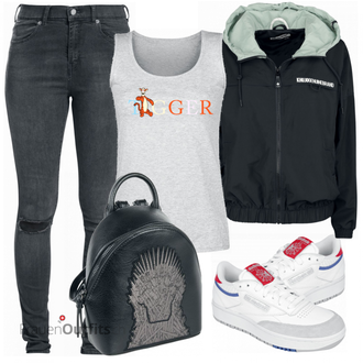 Outfit mit Blau Rucksack Game of Thrones "Modischer Look für die Freizeit"
