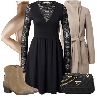 Zima Outfit sa Crna/Tamnoplava/Siva Haljina Veći Broj/Tunika About You "Zimski outfit"
