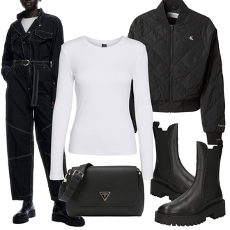 Black Outfits mit Guess "Zimski videz"