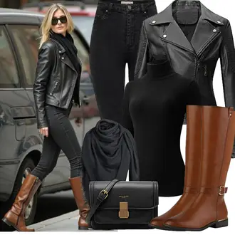 Mit Absatz Outfit mit Braun/Beige Kniehoher Stiefel/Langer Stiefel/ReitStiefel VAN HILL "Modisches Freizeit Outfit"