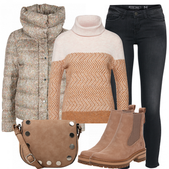 Outfit mit Braun Stiefel Timberland "NudeStyle"