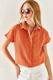 Women's Onion Skin Bat Oversize Linen Shirt