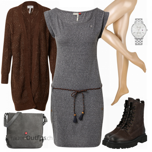 Schwarz Stiefel About You kombinieren mit Grau Uhr Tommy Hilfiger