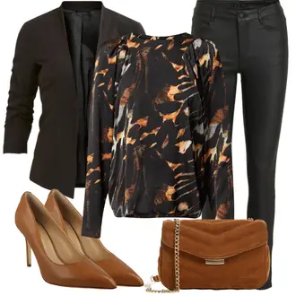 Elegante Outfits Jeans mit Schwarz/Weiß Lederjacke/Lederimitathose/Lederlegging/Leggings Lederoptik/Lederhose/Skinny Hose/Treggings/Biker Jeans/ThermoJeans Vila "Eleganter Look"