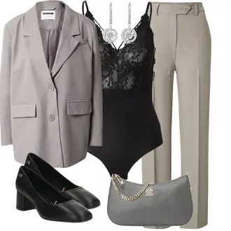 Outfit mit Schwarz Spitzenbody/Body ohne Bügel/Mesh Body/Body mit Bügel/Shapewear Shaping Body Pieces "Modischer Look für den Herbst"