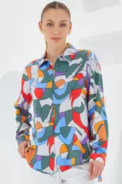 3721 Graphic Patterned Shirt - E.khaki