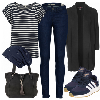 Warme Outfit mit Dunkelblau/Blau/Hellblau Kopfbedeckung/Hut Mütze/Bandana Caripe "Locker"