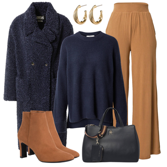 Winter Outfits Leichte 3/4-lang mit Beige/Gold/Gelb/Weiß Creole/Ohrclip Pilgrim "Outfit für den Winter"