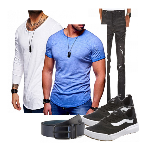 Blau/Grau T-Shirt Rello & Reese kombinieren
