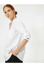 Women's Button Detailed Poplin Blouse