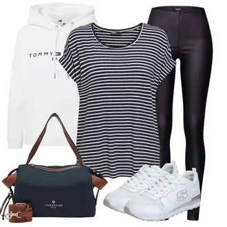 Vintage Outfits 70er mit Weiß/Creme/Silber/Grau/Mischfarben/Rosa Ausgefallener Hoodie/Hoodie/Partner Hoodie/Sport Hoodie/Sweatshirt/Unisex Hoodie/Vintage Hoodie Tommy Hilfiger "Outfit für den Frühling"Look: 70er, 80er, Zuhause, Indoor, Mom, Unisex, Uni