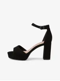 Black women's heeled sandals in suede finish - Women's