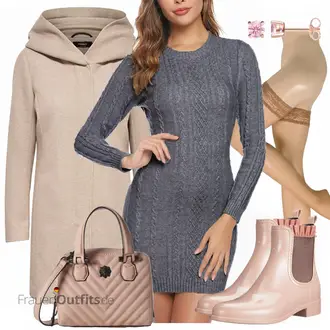 Trachten Outfit mit Beige/Braun/Khaki/Grau Kapuzenmantel/Kaschmir Mantel/Lodenmantel/Leichter Mantel/Wintermantel Wollmantel/Strickmantel/Wollfleece Mantel/Strickfleece Mantel Only "Only mantel"Look: Overdressed, Smart Casual, Kuschel, Casual, Trachten, 60er, Edel, Uni, Mom, Old Money, Maritim, Moderne