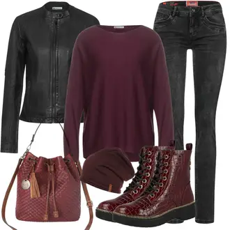 Outfit mit Schwarz Stiefel river island "Winterliches Freizeit Outfit"