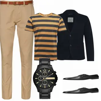 Outfit mit Schwarz/Weiß Uhr Armani Exchange "chino hose"