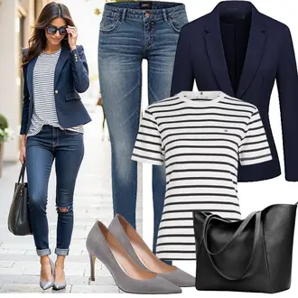 Bequeme Outfit mit Grau/Hellgrau/Braun High Heel/Eleganter Schuh/Business-Schuh/Bequemer Pump/Hochfrontpump Mettesally "Perfektes Büro Outfit"