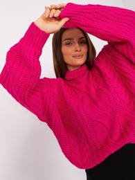 Dmsk fuchsiov oversize svetr s rolkem
