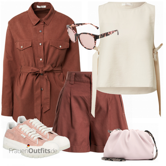 Button Down Outfit mit Rot/Braun/Orange Bluse und Tunika/Bluse Große Größe/Mantel/Casual Hemd/Hemdbluse/Flanellhemd/Business Hemd guido maria kretschmer women "Modischer Sommer Look"
