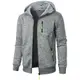 Aoouekul Herren Hoodie Sweatjacke Langarm Pullover Zip Kapuzenpullover Sweatshirts Mode Kapuzenjacke Männer Kapuzenpulli mit Reißverschluss Sport Style Casual (Hellgrau,M)