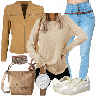 Outfit mit Grau Sneaker Geox "Modisches Frühling Outfit"