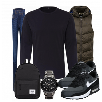Outfit mit Schwarz Sneaker/Leder Sneaker Nike Sportswear "Alltags Outfit"