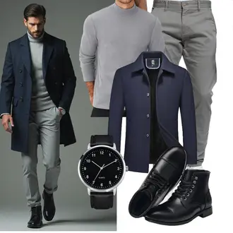 Winter Outfit mit Schwarz Schnürschuh/Vintage Stiefelette/Leder Stiefelette/Lederschuh/Gefütterte Stiefelette/Flache Stiefelette/Springerstiefel/Klassischer Stiefel/Schnürstiefelette SL-Saint "Freizeit Outfit"