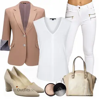 Elegante Outfits Schmal mit Weiß/Creme Elara "Elegantes Business Outfit"