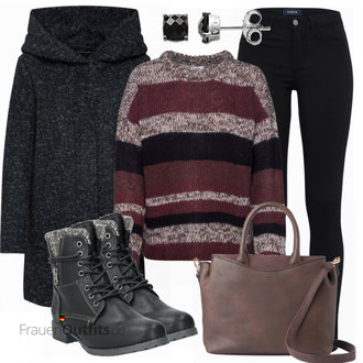 Outfit mit Blau Stiefel Tom Tailor "ONLY Mantel"