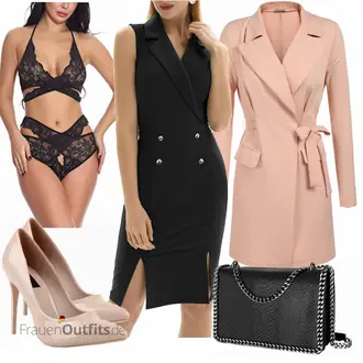 Metallic Outfit mit Grau High Heel Stiefelparadies "Business Outfit"
