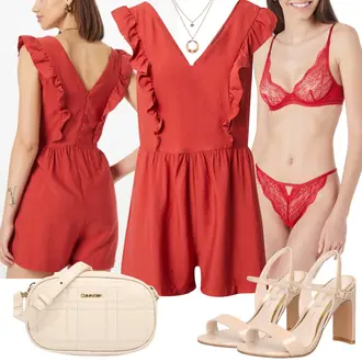 Outfit mit Rot/Orange Sommer Jumpsuit/Spielanzug/Jumpsuit & Overall Trendyol "Perfekt für den Sommer"