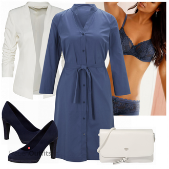 Outfit mit Blau Kleid Große Größe Heine "Perfektes Büro Outfit"
