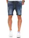 Amaci&Sons Herren Basic Jeans Shorts Kurze Denim Bermuda Krempel Stretch Hose Regular Fit 7992 Dunkelblau W32